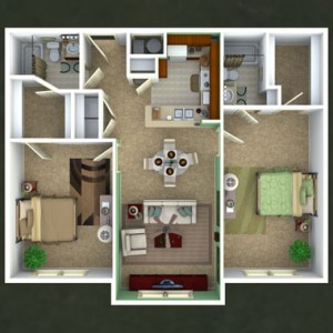 Retreat Two Bedroom Apartment Floor Plan