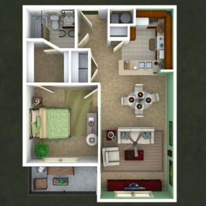 Escape One Bedroom Apartment Floor Plan