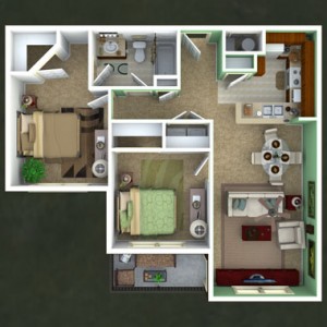 Tranquility Two Bedroom Apartment Floor Plan